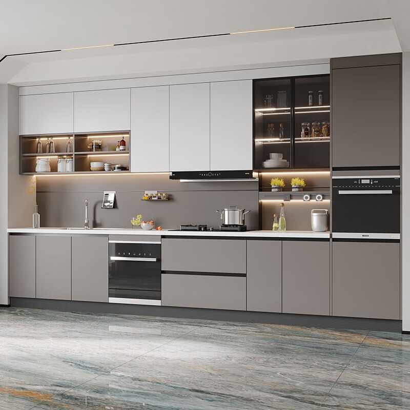 Oubli cabinet customization modern light luxury kitchen cabinet stove cupboard integrated quartz stone kitchen countertop kitchen cabinet with sink customization gold actual payment can be deducted from the equal amount of the purchase price