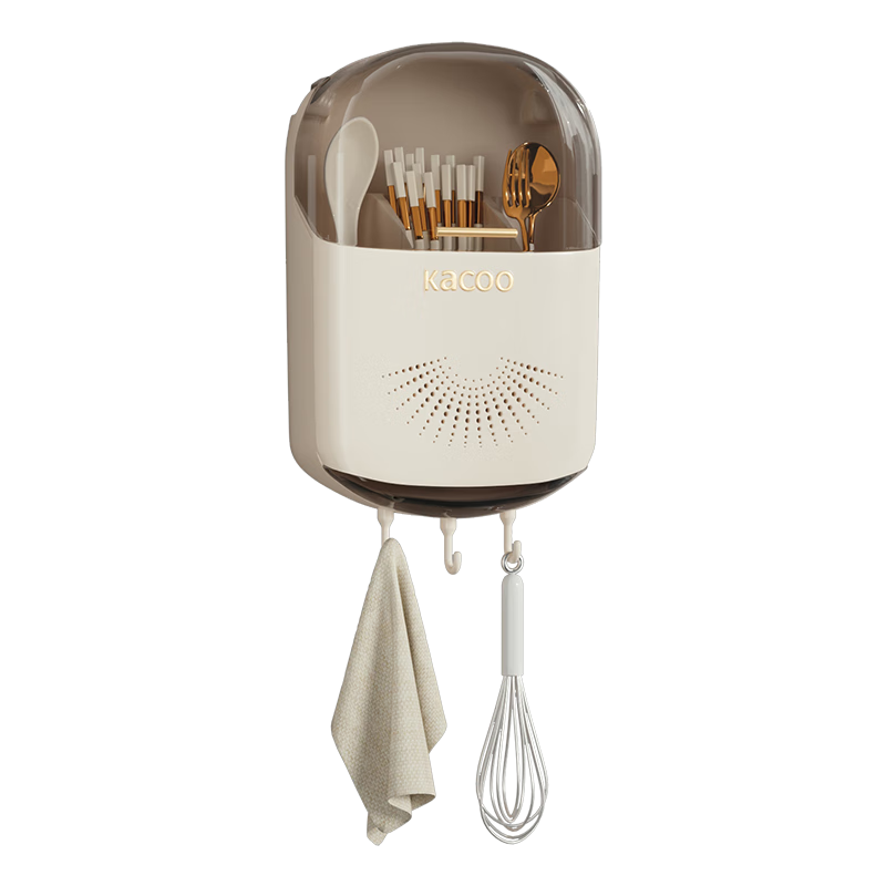 YOUQIN chopstick storage box kitchen chopstick barrel storage rack wall-mounted household drain spoon bucket chopstick cage basket cream style chopstick barrel with cover dustproof