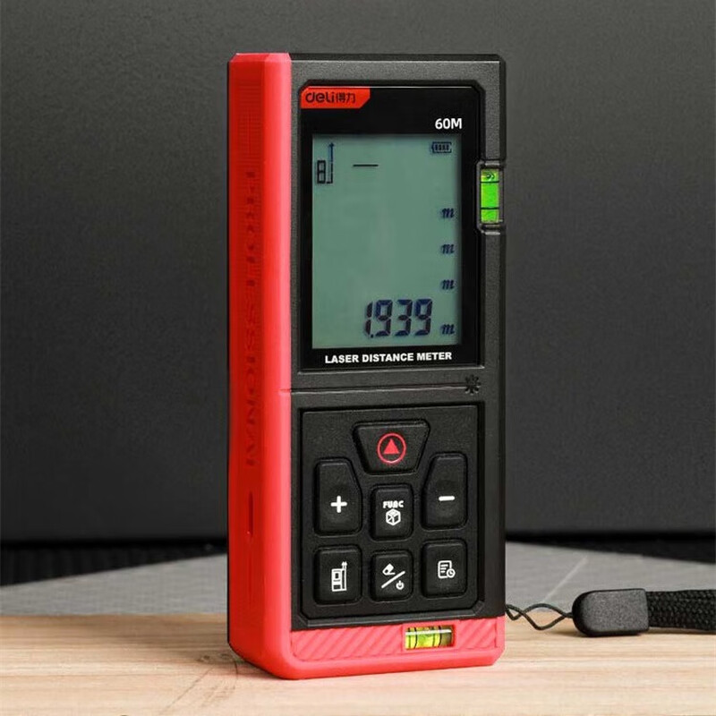 Deli Laser Distance Meter Handheld Electronic Ruler High-Precision Infrared Room Measurement Measurement Tool Double Level Bubble Rechargeable-Voice Broadcast 60M DL331040C
