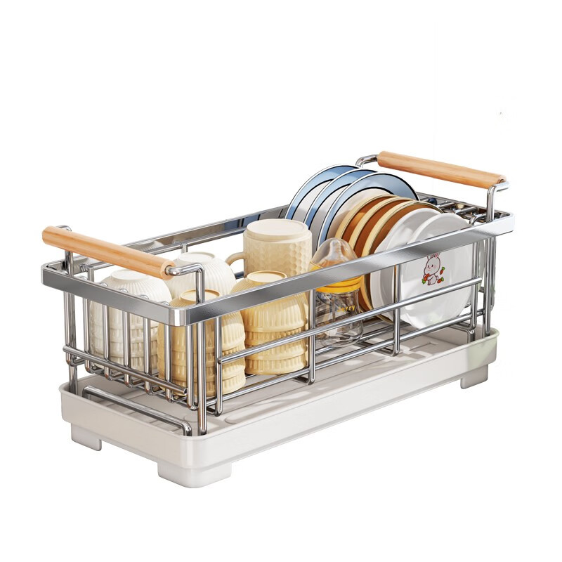 Meishut stainless steel dish storage rack kitchen sink drying dishware and plate storage rack countertop bowl basket dish drain rack stainless steel drain rack (delivered in one piece)