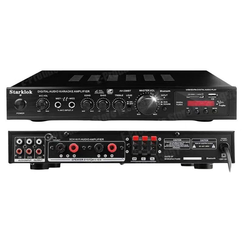 Starklok seventh generation 298BT black gold high quality 5-channel Bluetooth amplifier high-power all-in-one home HIFI amplifier audio karaoke black 298