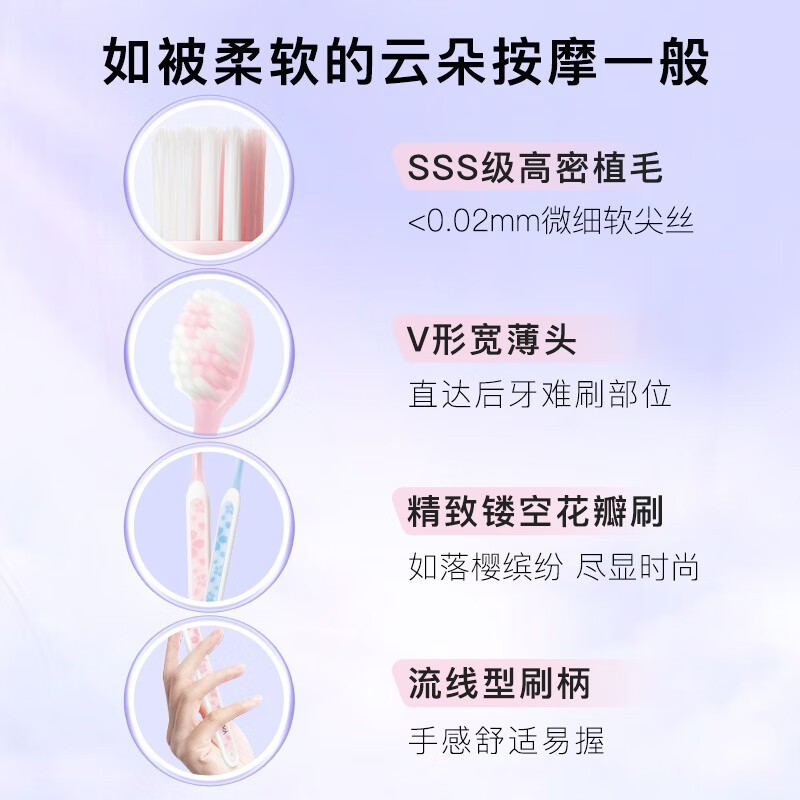 Shuke wide-head Yingqiao toothbrush 4-pack V-shaped wide and thin brush head super soft hair gum protection small brush head adult toothbrush new and old random