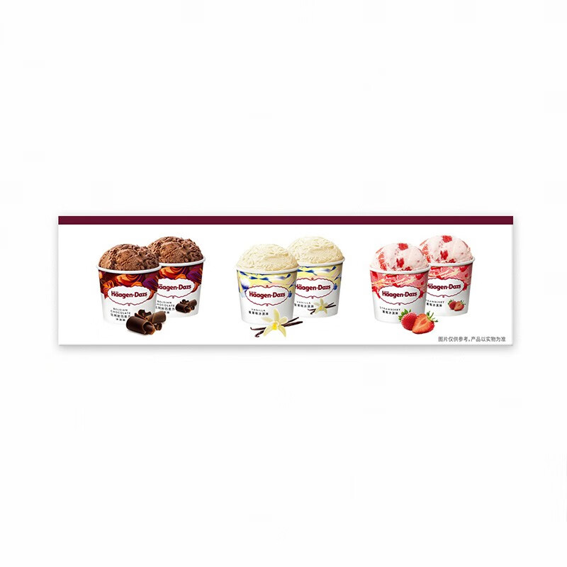 Haagen-Dazs 6-Cup Combination Pack Classic Chocolate/Vanilla/Strawberry 100ml*6 Ice Cream Gift Box Mass Sales Pack