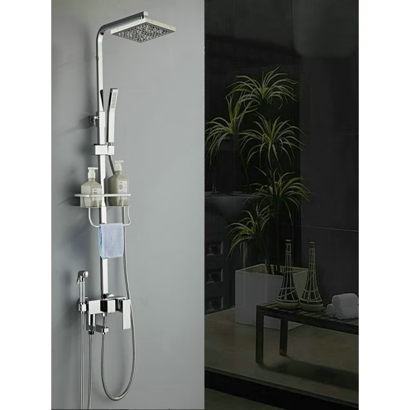 Komaki Premium MU Shower Set Home Constant Temperature Full Copper Bathroom Bathroom Rain Shower Bath Faucet Booster Nozzle M4 Constant Temperature Display Four-stop Square Tube + Thickened Copper Nails