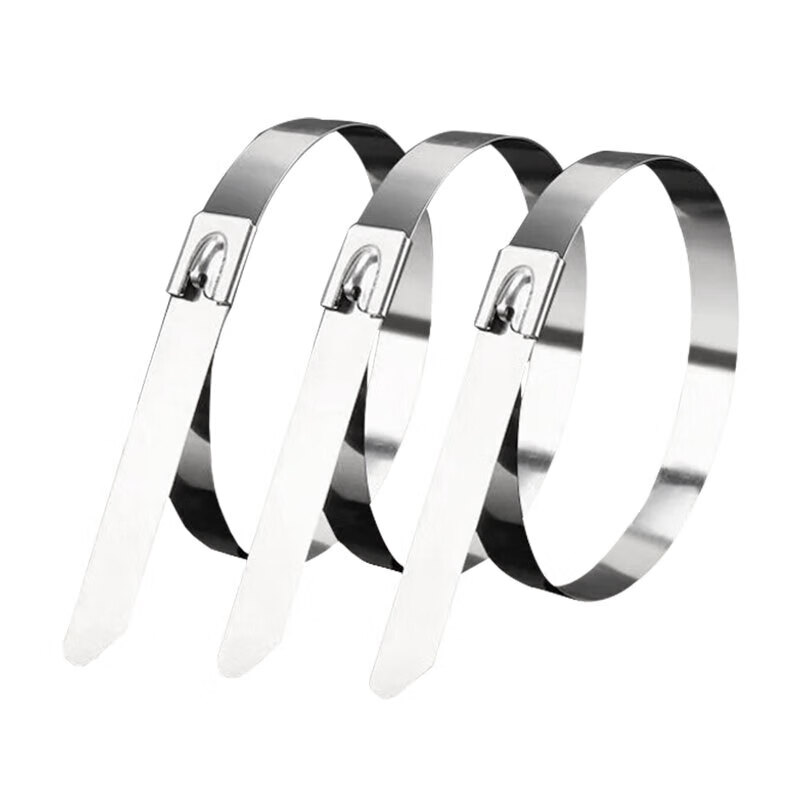 Jiuqiangu self-locking 304 stainless steel cable ties, corrosion-resistant, high and low temperature resistant metal industrial cable ties, garden outdoor binding cable ties, non-slip fixed cables 4.6x600mm, 50 pieces