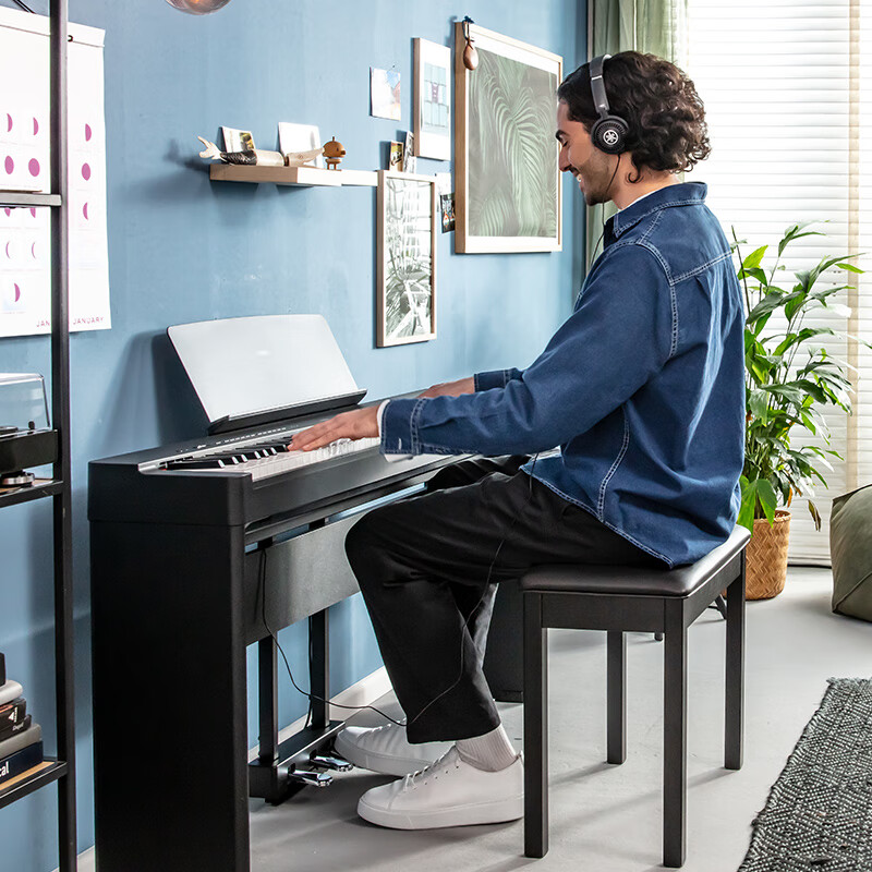 Yamaha electric piano P225B/WH professional 88-key heavy hammer smart portable electronic piano for adults and children, beginners home use P225B black + original wooden frame three pedals + gift bag