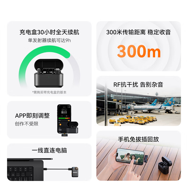 LARK M2 Wireless Lavalier Microphone Live Noise Reduction MOMA Mammoth One to Two Mobile Computer Self-Media Interview Shooting Radio Microphone Pickup Hardcover Edition Camera Edition + Type-C Edition Dual Receiver