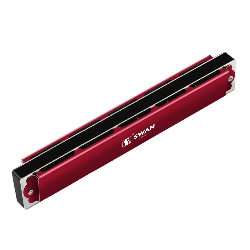 SWAN 24-hole polyphonic harmonica advanced adult beginner professional playing harmonica C key Chinese style design (red)