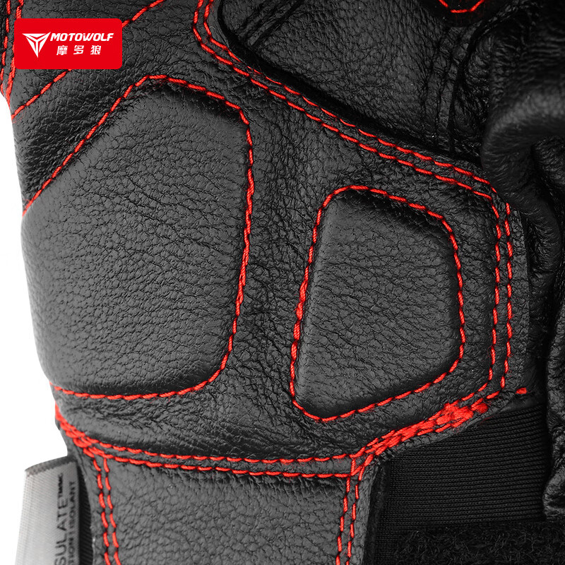 MOTOWOLF motorcycle leather gloves winter anti-fall plus velvet motorcycle motorcycle warm waterproof windproof carbon fiber rider equipment black/waterproof thickened plus velvet L/genuine sheepskin carbon fiber protective shell