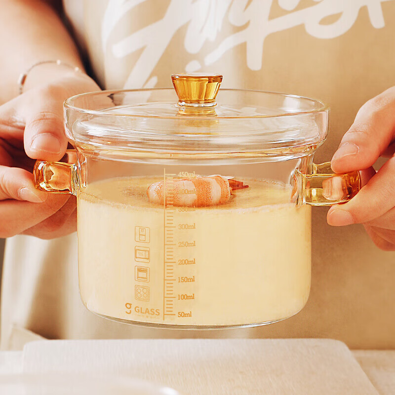 Genasi glass steamed egg bowl baby steamed egg custard double-ear water-proof stew pot with lid glass bowl bird's nest dessert bowl with scale