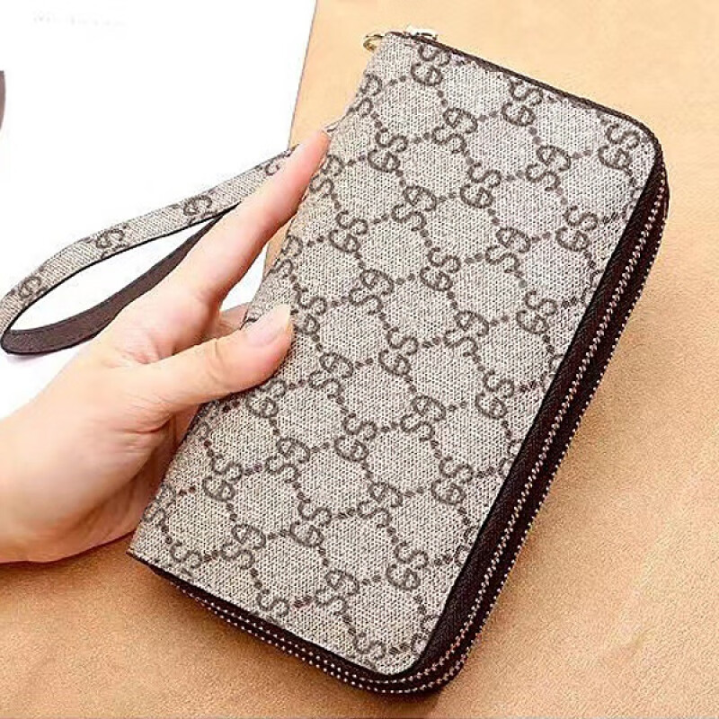 Woodpecker (TUCANO) double-layer wallet women's niche design large capacity high-end exquisite zipper long clip women's 2024 new card holder dark coffee color