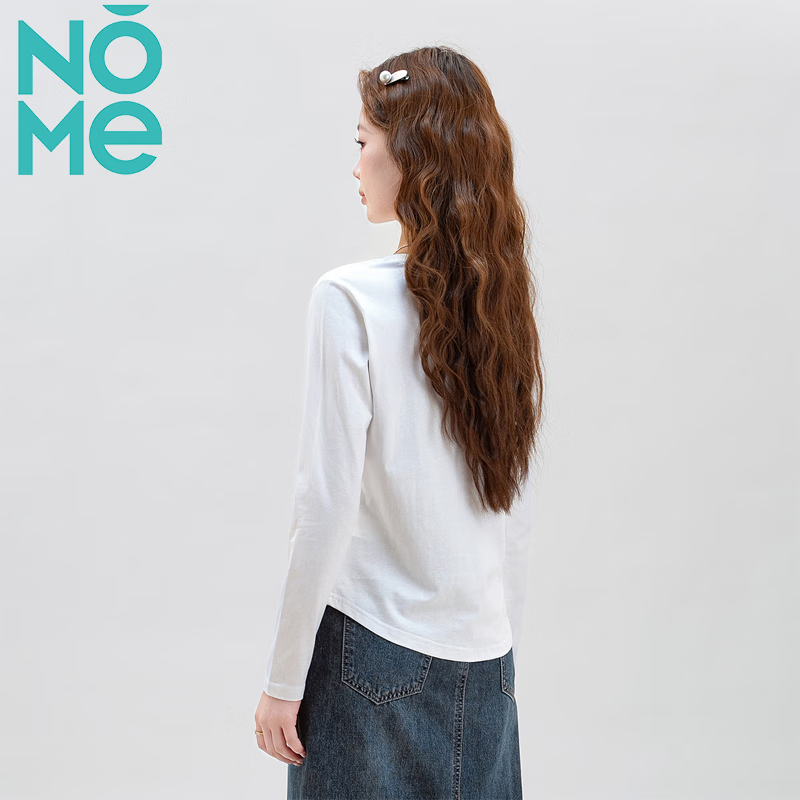 NOME's new autumn and winter round neck slim long-sleeved T-shirt women's body-shaping waist bottoming shirt white XL