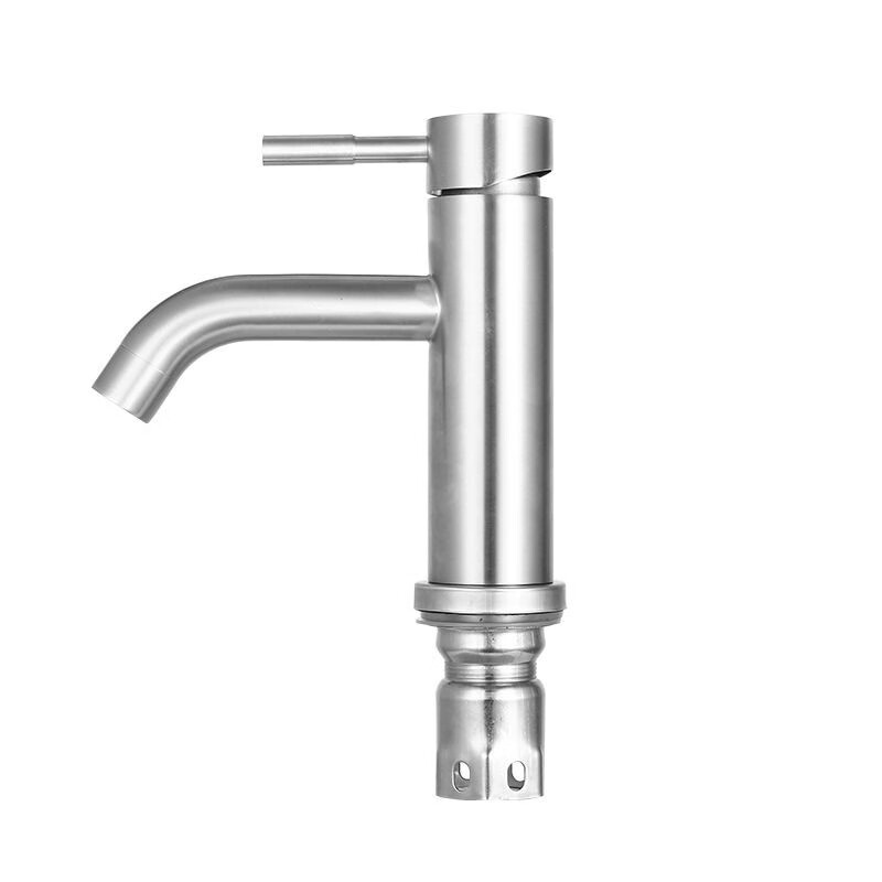 304 stainless steel single cold counter top basin faucet home powder room hand wash basin hot and cold single hole faucet 304 stainless steel high curved mouth single cold water comes with 60 cm water inlet pipe
