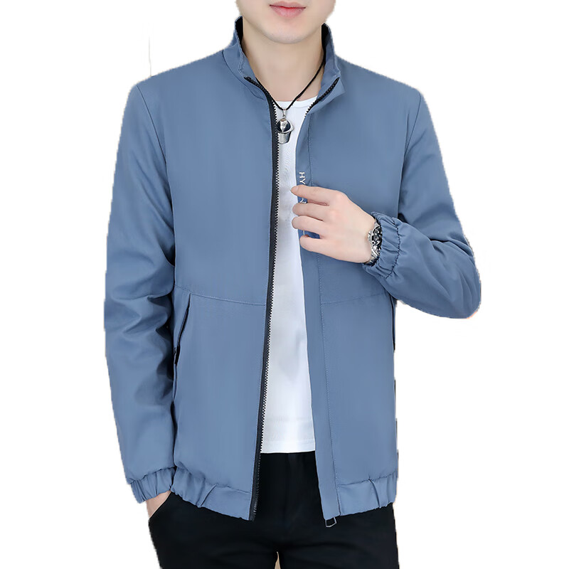 Woodpecker Autumn and Winter New Men's Jacket Plus Velvet Thickened Jacket Youth Warm Clothes Slim Trendy Stand Collar Jacket H0919/Stand Collar Beige Velvet 2XL