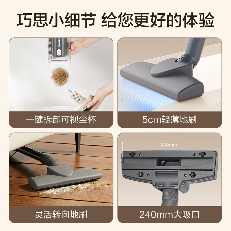 SUPOR Vacuum Cleaner Home Wired Handheld Push Rod Carpet Dual-Purpose High Suction High Power Slim Body Pet Home Suitable C3 Holiday Gift