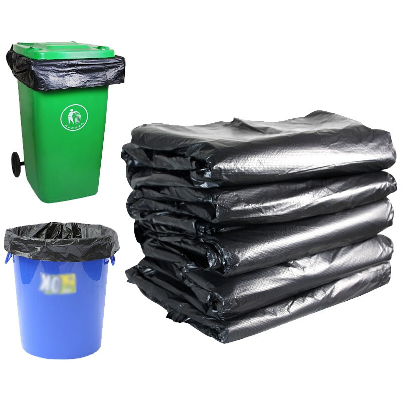 Jiujie garbage bag large thickened black point-break hotel property sanitation plastic bag flat mouth garbage bag 60*70cm3S thickened 50 pieces