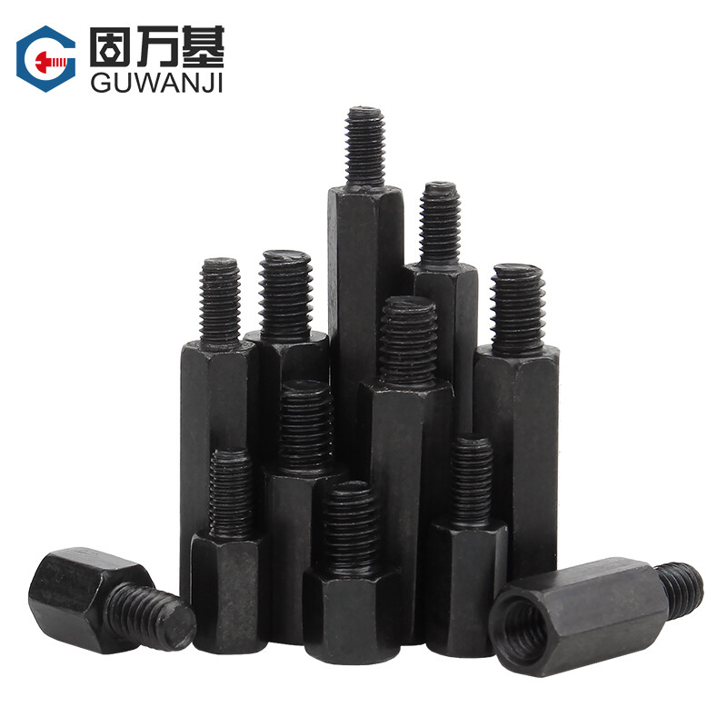 Guwanji iron black single-head hexagonal stud iron column chassis motherboard screw column connection column support column single-pass hexagonal copper column M4*25+6 10 pieces