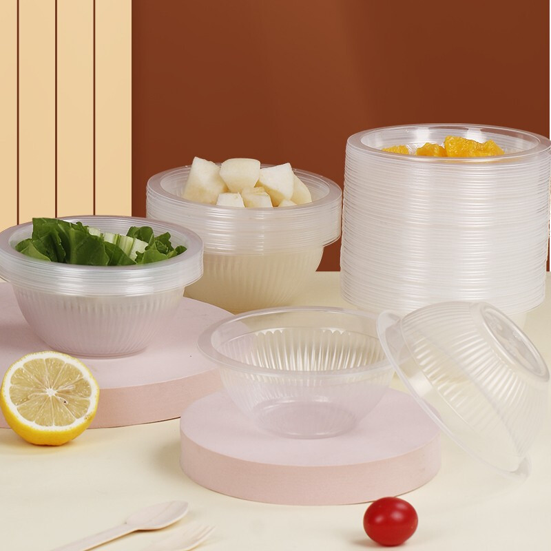 Youao disposable bowl 345ml*50 thick transparent dumplings and glutinous rice balls soup bowl outdoor picnic camping tableware no wash