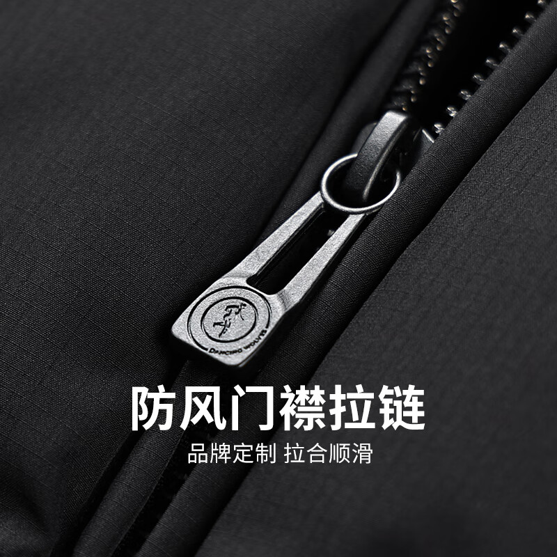 Dances with Wolves High Filled Down Jacket Stand Collar Men's 2025 Winter New Temperature Locking Graphene Warm Men's Jacket 7067 Black 001 XL (180) Down Filling Capacity 300G