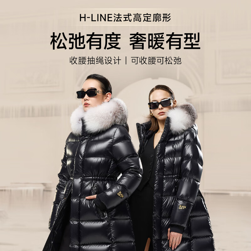 Govan Black Gold Goose Down Jacket Queen 4.0 Eight-lattice Fur Collar Women's Down Jacket Couture Queen Black M