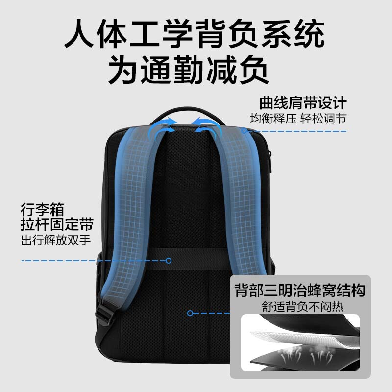 Made in Tokyo, business commuter computer bag, city exploration large-capacity backpack for men and women, notebook bag for men, black