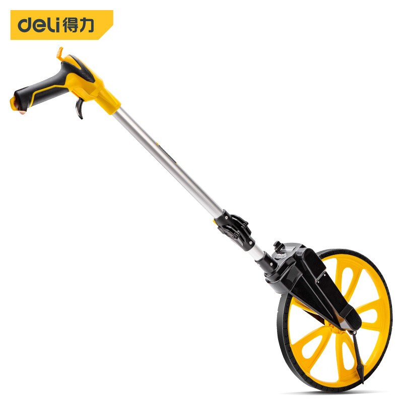 Deli electronic distance measuring wheel digital display hand push wheel ruler roller distance measuring instrument engineering high-precision mechanical ground measuring 300mm mechanical wheel distance meter with brake