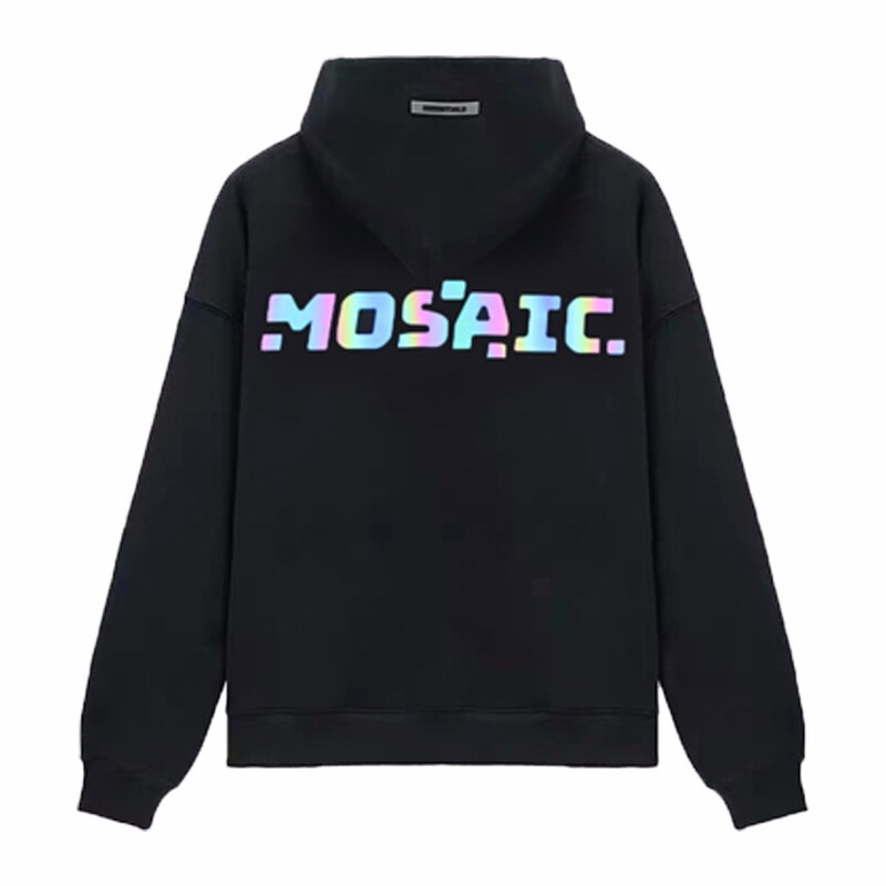 MOSAIC mosaic band peripherals printed hooded sweatshirt flash color changing logo hoodie black L