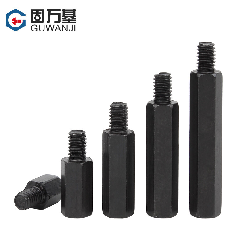 Guwanji iron black single-head hexagonal stud iron column chassis motherboard screw column connection column support column single-pass hexagonal copper column M4*25+6 10 pieces