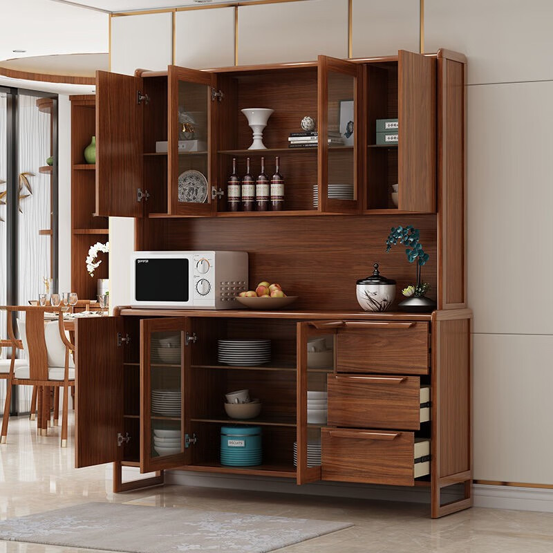 Dynamic solid wood color sideboard modern minimalist wine cabinet storage cabinet multi-functional new Chinese style kitchen storage cabinet Qiancheng A520 length 108 includes installation