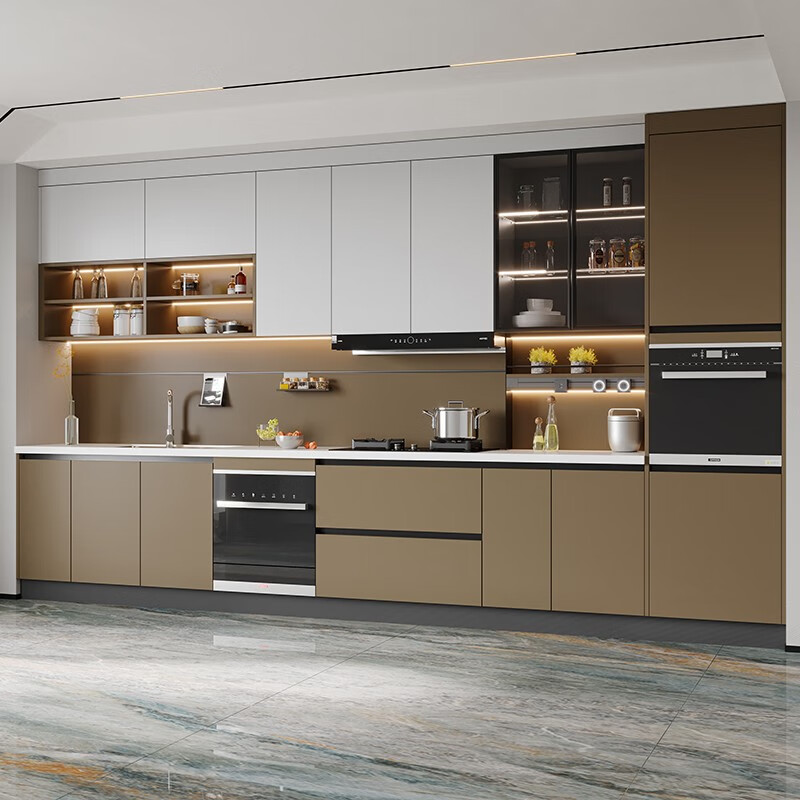 Oubli cabinet customization modern light luxury kitchen cabinet stove cupboard integrated quartz stone kitchen countertop kitchen cabinet with sink customization gold actual payment can be deducted from the equal amount of the purchase price