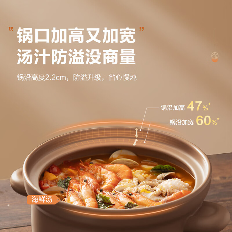 SUPOR ceramic clay pot ceramic high temperature resistant traditional stew pot casserole stew soup clay pot rice boiling medicine decoction pot Chinese medicine clay pot TB35UA1 3.5L