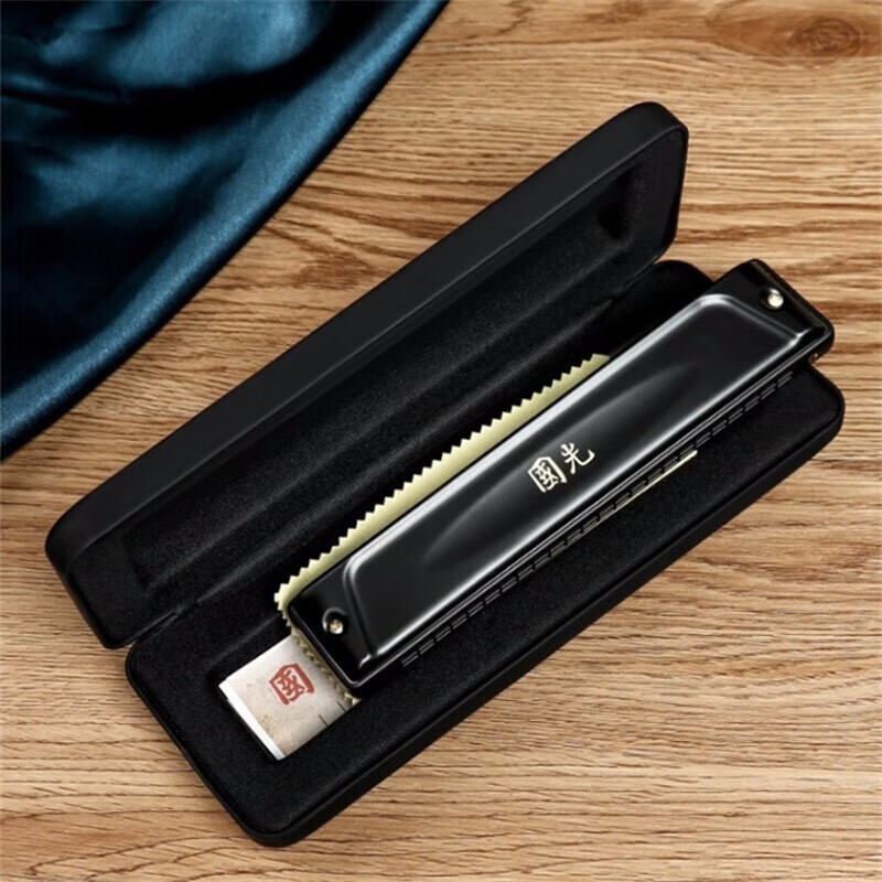 Guoguang Guozhimeng professional performance harmonica 24-hole polyphonic #A/B/C/D/E/F/G adult high-end competition harmonica 28-hole C-key polyphonic black wide range performance grade