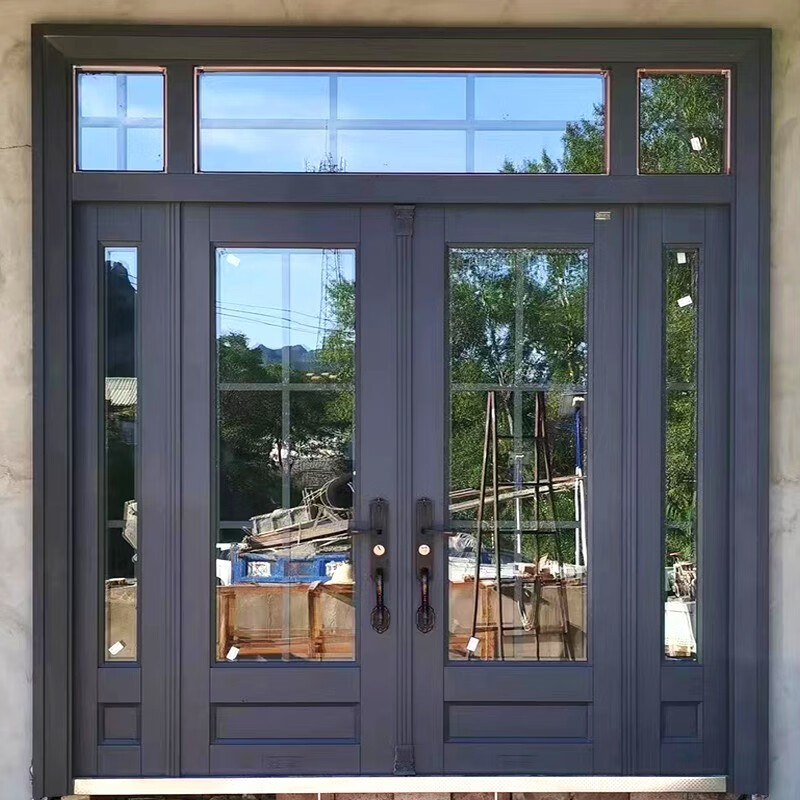 Tempered glass door zinc alloy villa door double door rural self-built house entrance door hall house residential entrance door style 12 can be used for 70 years