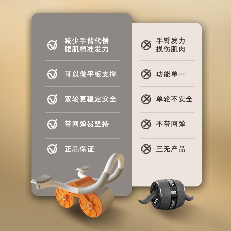 INVUI Elbow Support Abdominal Wheel Automatic Rebound Abdominal Muscle Wheel Slim Belly Slimming Exercise Home Fitness Equipment with Stand