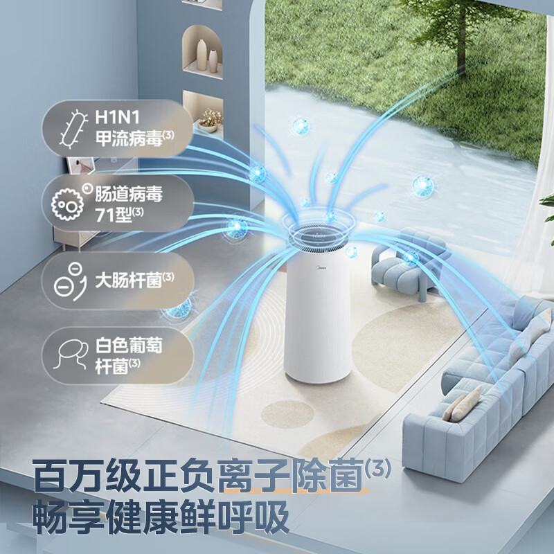 Midea dehumidifier/dehumidifier, small sponge dehumidifier, dehumidification capacity 24 liters/day, WIFI intelligent control, positive and negative ion sterilization, household soft sound dehumidifier CF24BD/N7-DY