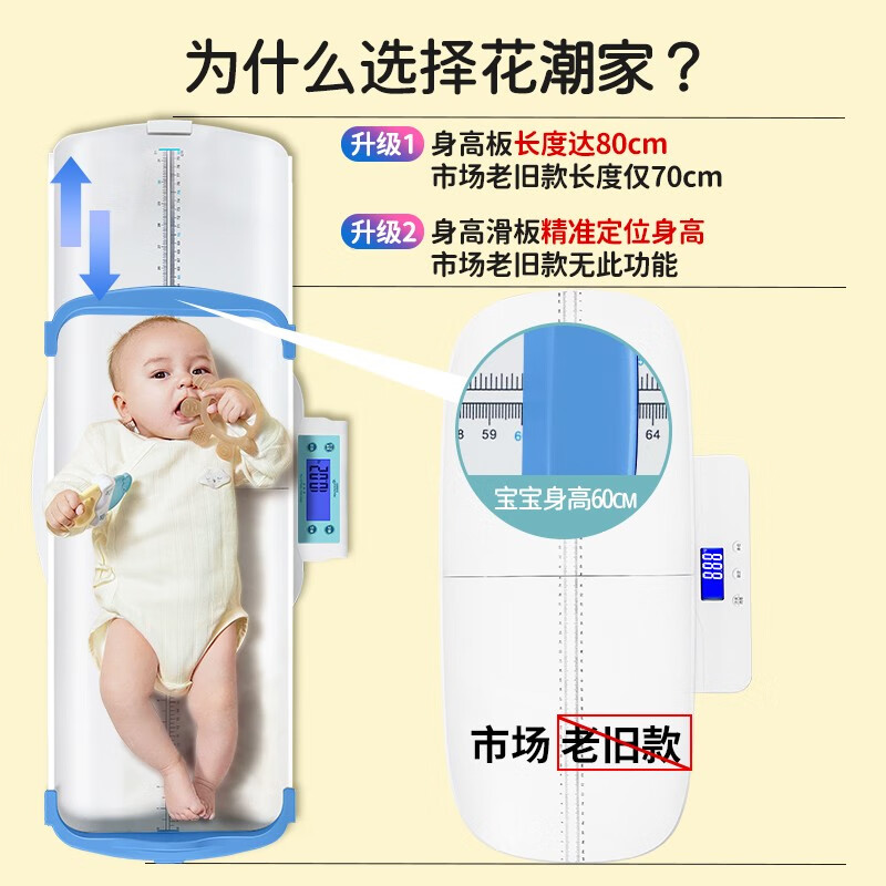 Huachao (HC) baby high-precision weight scale maternal and infant electronic scale newborn child height baby scale home gift white Bluetooth