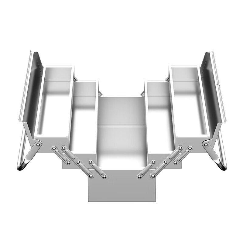 Otis stainless steel tool box, industrial-grade folding storage box, electrician metal suitcase, household hardware multi-function box, three-layer, extended stainless steel folding dump box