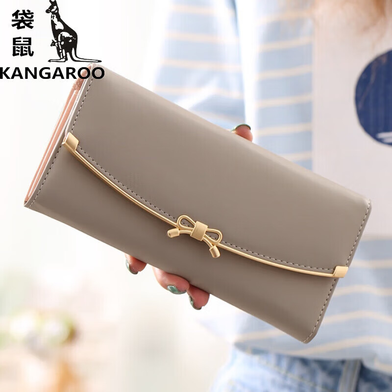 Kangaroo (KANGAROO) 2024 New Women's Wallet Women's Long Buckle Wallet Banknote Clip Multifunctional Cute Clutch Bag Women's Pink