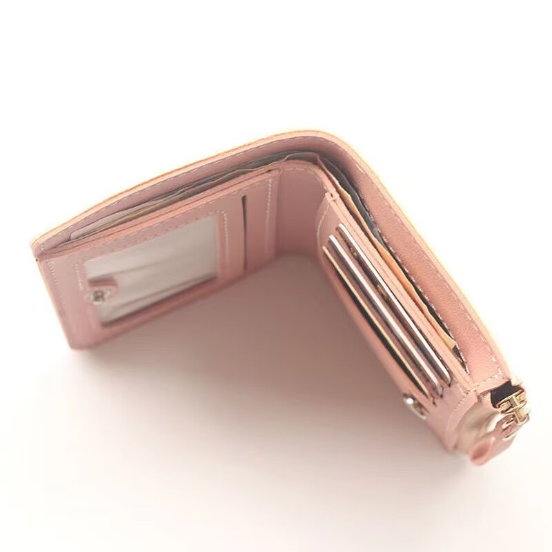 Chenwen Children's Wallet Girls 2024 Fashion Two-fold Student Cartoon Print Zipper Half-fold Wallet Cute Coin Card Holder Small Side Pull, Yellow Hat Xiaoxin