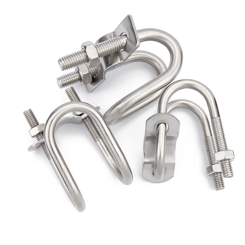 Jinchao 304 stainless steel double U-bolt screw U-shaped buckle cross water pipe clamp holder pipe clamp hoop M6*25*25-M6*6 points*6 points