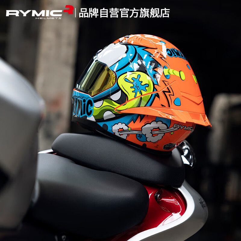 RYMIC motorcycle electric vehicle helmet full-face helmet 3C certified winter anti-freeze and warm motorcycle Bluetooth headset SR6 blue orange L