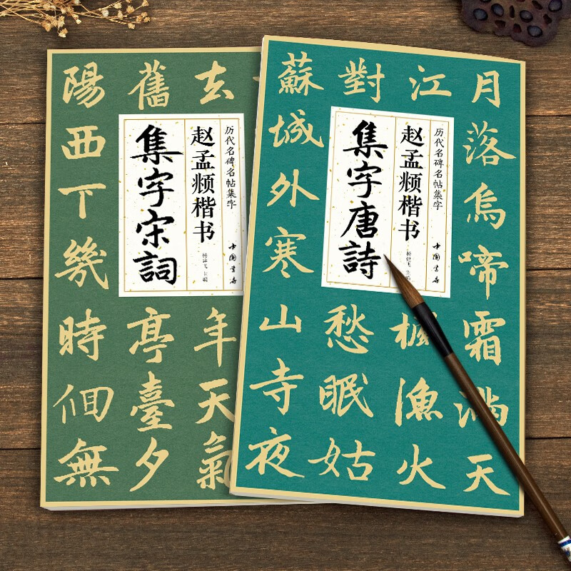 2 copies of Zhao Mengfu's regular script collection of Tang poetry and Song lyrics, simplified marginalia, and a basic tutorial for beginners in regular script. Collection of Zhao Mengfu's classic collection of inscriptions and calligraphy, a collection of ancient poems and lyrics, and a collection of calligraphy practice calligraphy for regular script writing and calligraphy for students.