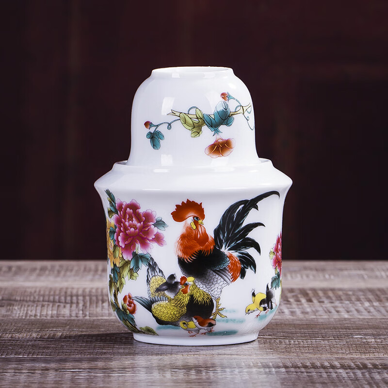Zhiyao Jingdezhen ceramic wine jug, wine warmer set, rice wine, sake and white wine cup, household wine set, two and a half pounds, family portrait, two and a half pounds