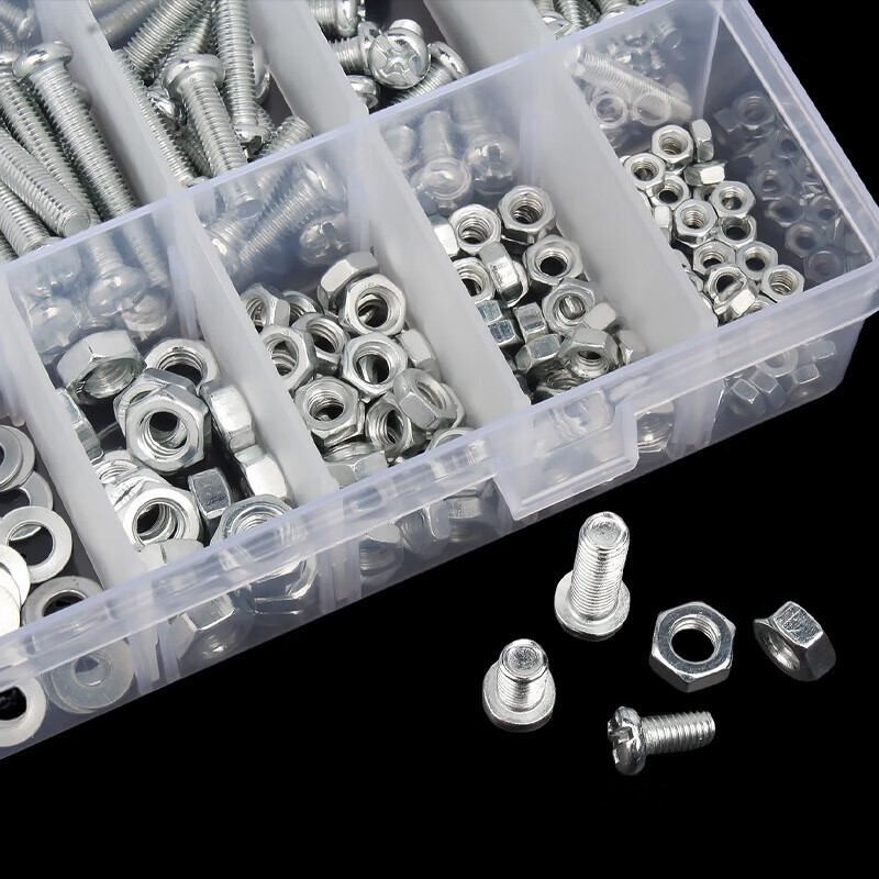 Guwanji mixed screw and nut combination set, complete round head cross pan head screw nut gasket, self-tapping screw box, screw set C type (24 types - about 900 grams)