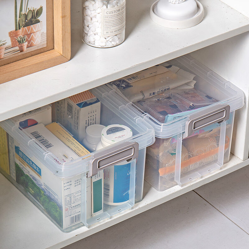 Yizhuanyuan Transparent Storage Box Desktop Sundries Office Stationery Storage Box Plastic Small Mini Box with Cover Rectangular Large (1 Pack)