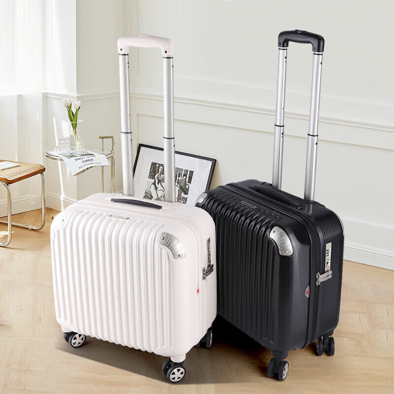 Shamit suitcase 18-inch small silent universal wheel scratch-resistant high-end business boarding trolley case PC338 black
