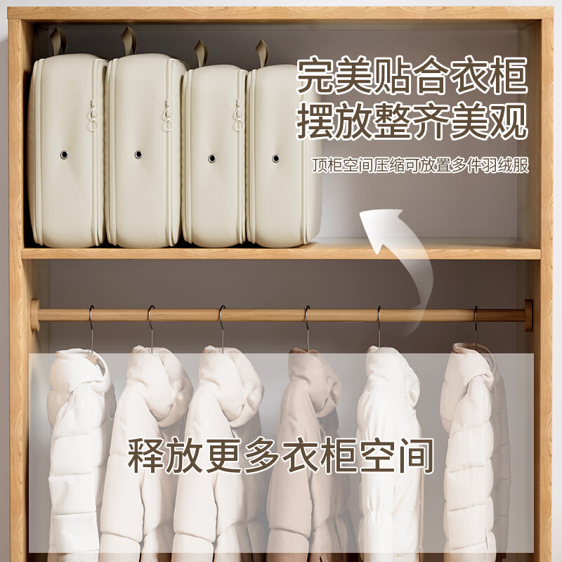 Bonnymeijia 2-pack down jacket storage bag portable travel clothes compressible suitcase quilt organizer bag beige