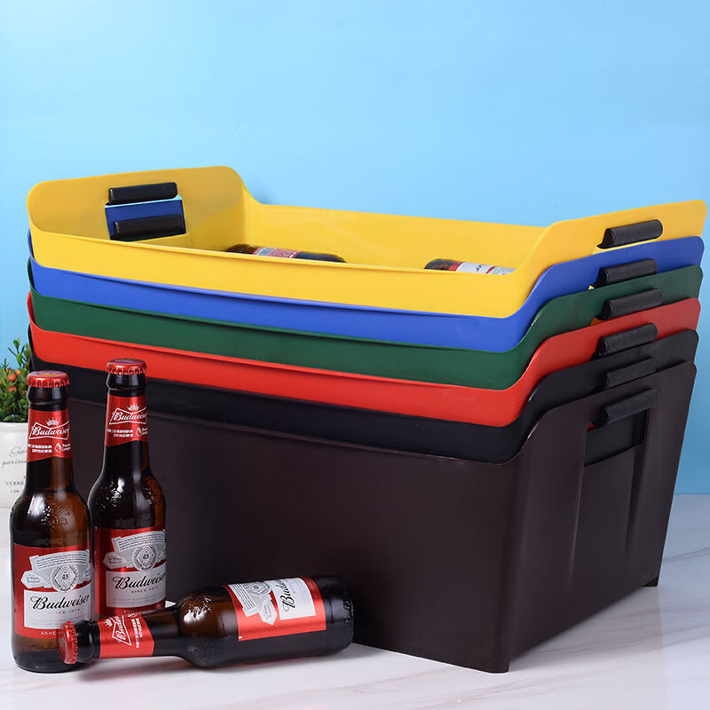 Enshousu beer basket rectangular thickened portable wine frame bar special beer basket beer barrel frame random mini beer frame can hold 4 glass bottles extra thick square beer frame 580g/37*28