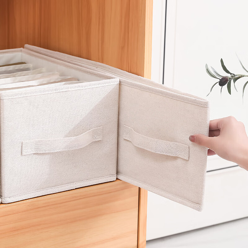 Camellia storage box clothes and pants storage box basket fabric underwear wardrobe storage folding layered finishing partition artifact 9 grids