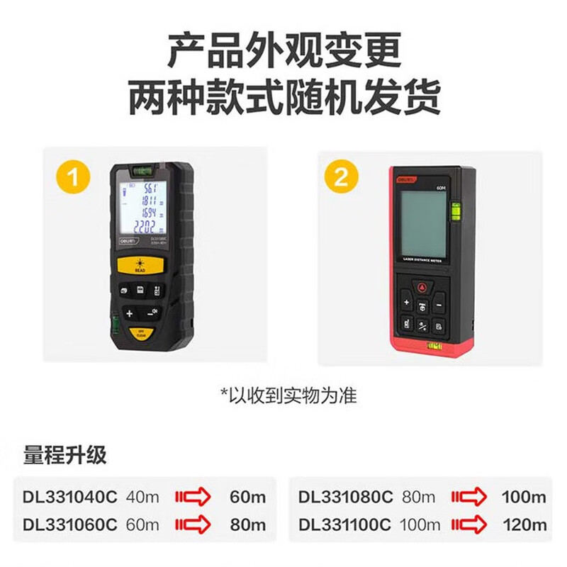 Deli Laser Distance Meter Handheld Electronic Ruler High-Precision Infrared Room Measurement Measurement Tool Double Level Bubble Rechargeable-Voice Broadcast 60M DL331040C